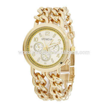 new design Gold alloy chain watch ladies geneva watches